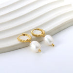 Load image into Gallery viewer, Twist pearl hoops
